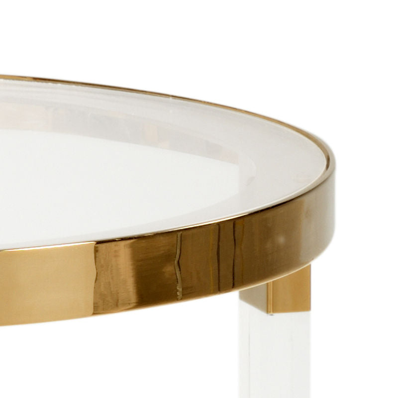 Moravian Clear Acrylic Framed Round Side Table