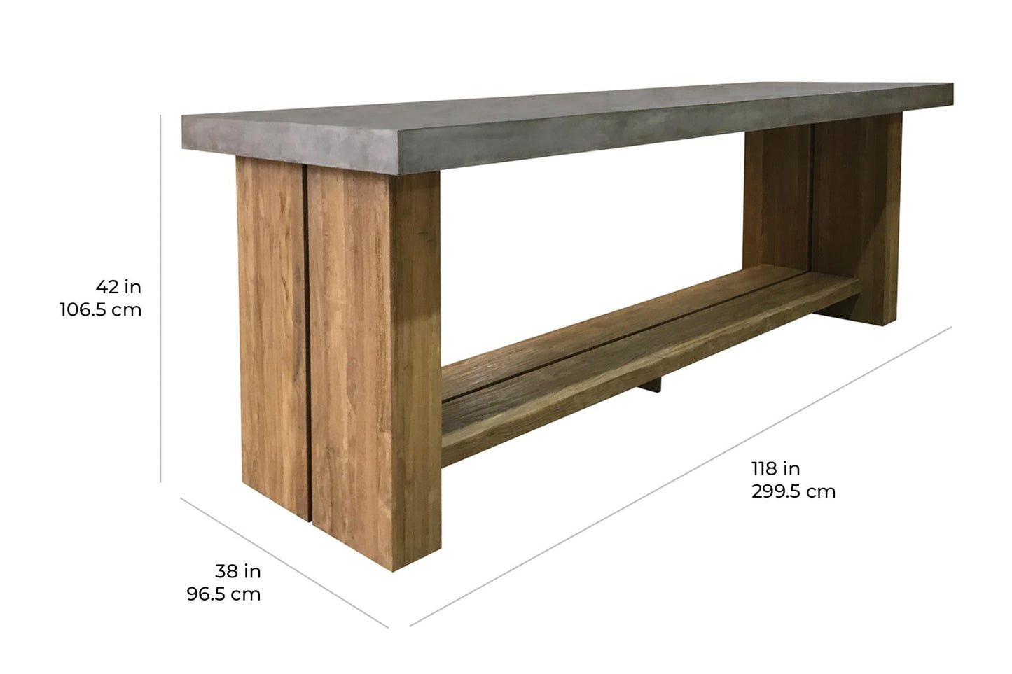 Mykonos Teak and Concrete Bar Table - Slate Grey Outdoor Bar Table-Outdoor Side Tables-Seasonal Living-Sideboards and Things