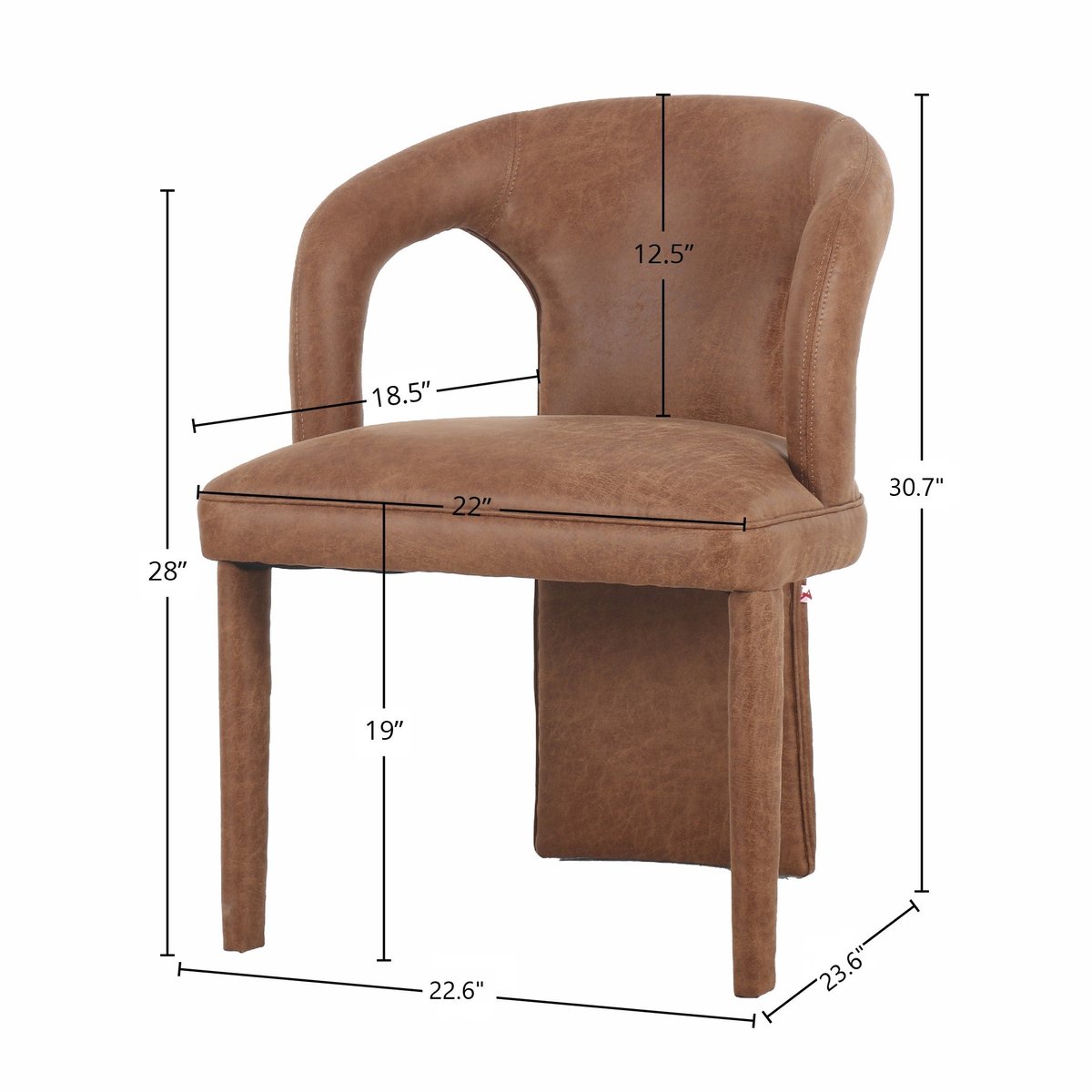 LH Home Naomi PU Brown Leather Dining Chair