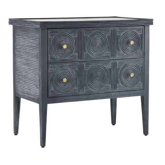Navy Brushed Brass Chest Barry Goralnick Collection Accent Cabinets Sideboards and Things By Currey & Co