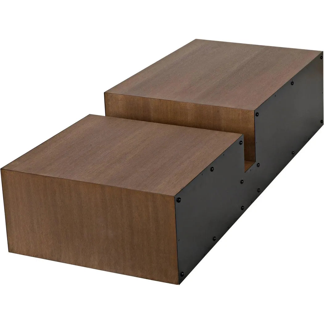 Nido Wood & Black Steel Rectangle Coffee Table