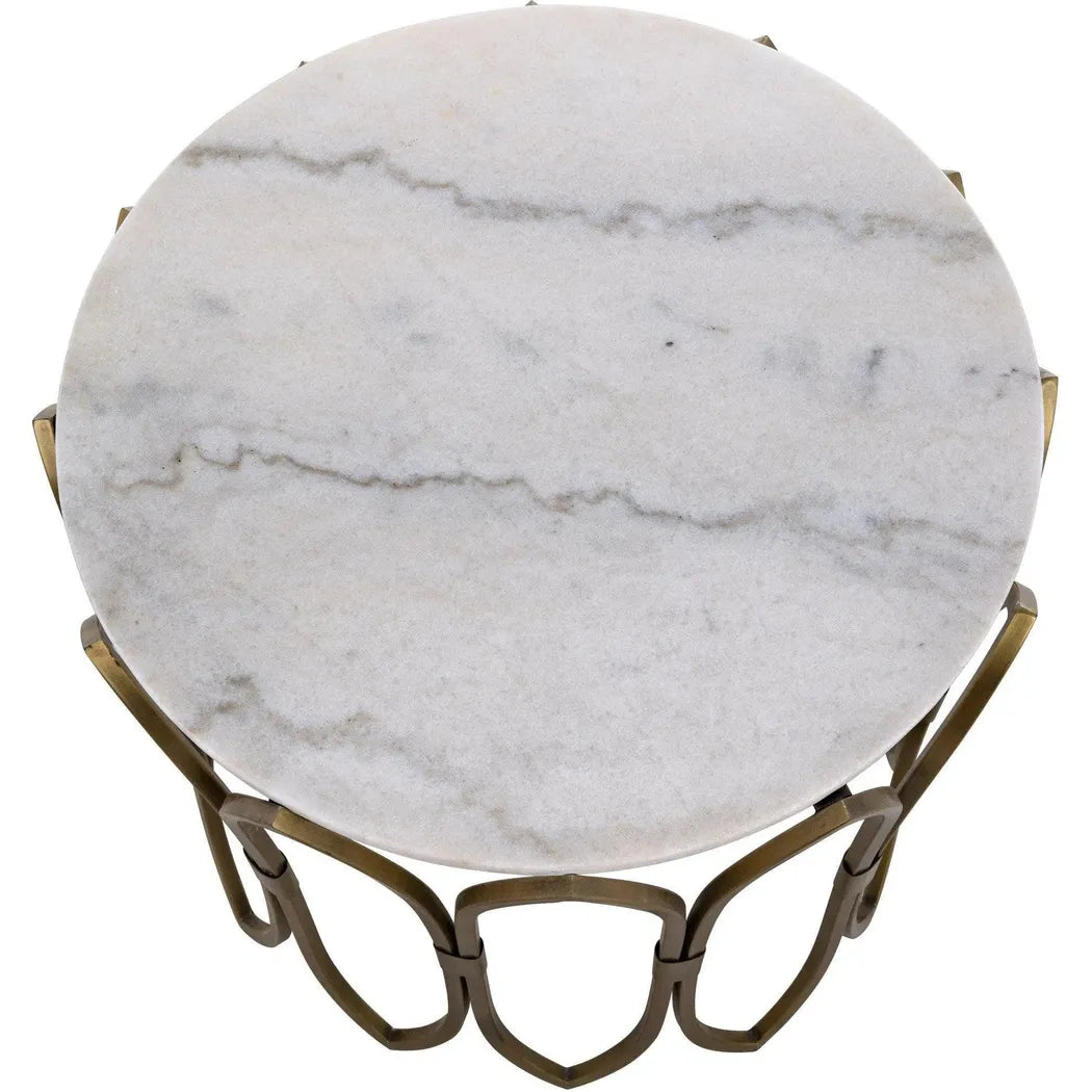 Nola Steel and Marble Round Side Table