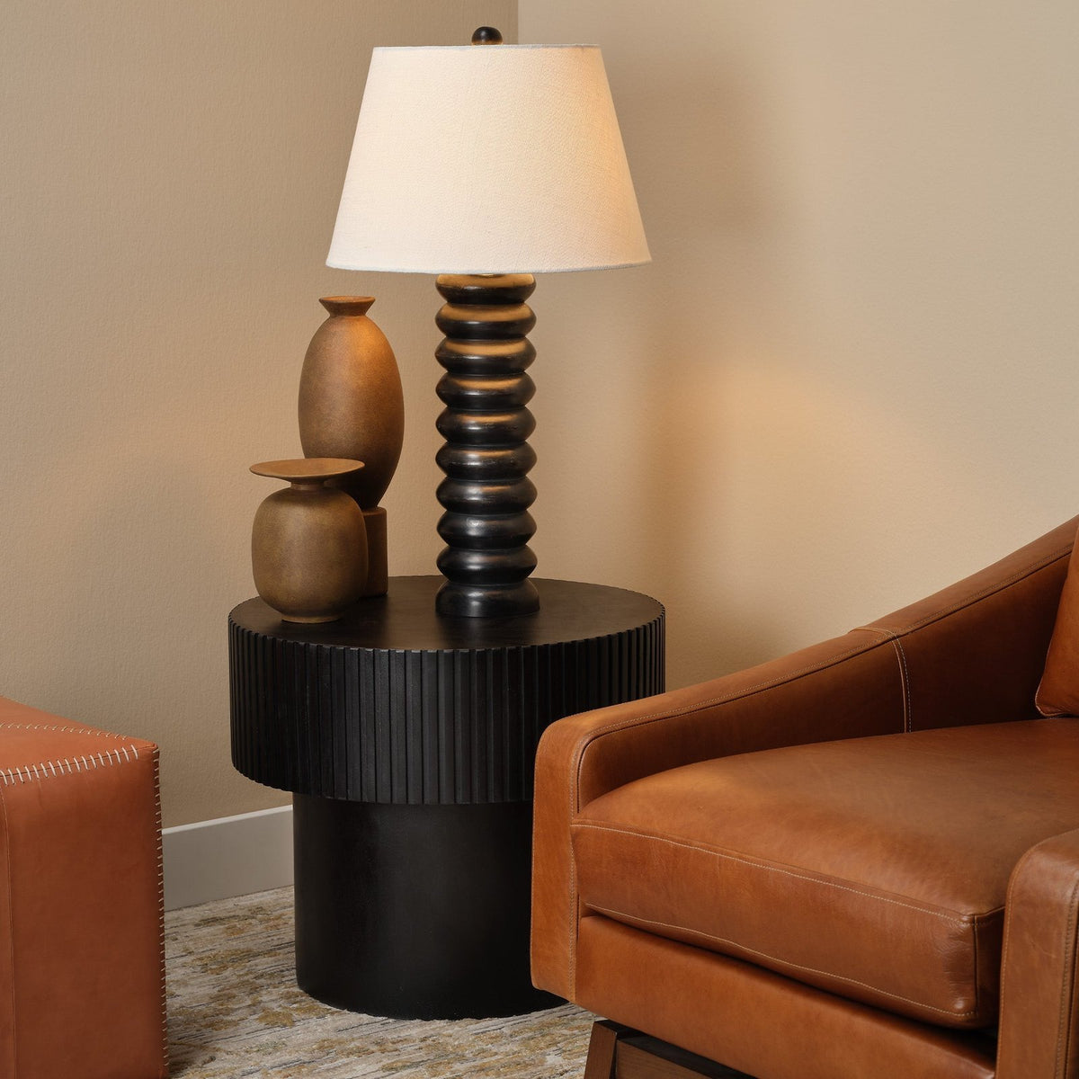 Jamie Young Notch Round Side Table - Black