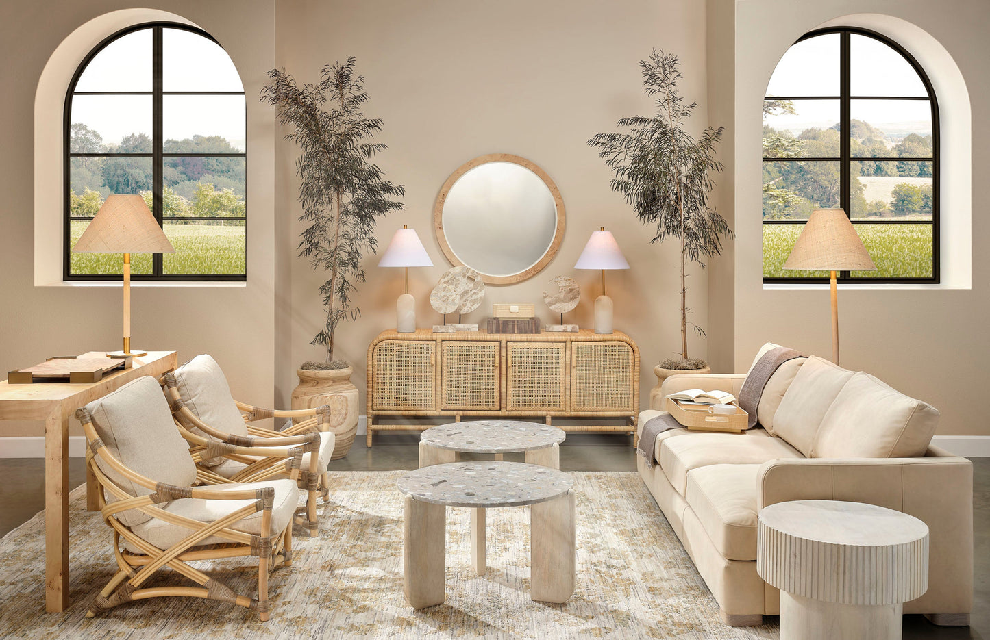 Jamie Young Notch Wooden Round Side Table