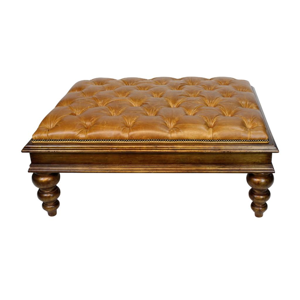 Peninsula Home Hamptons Tufted Leather Ottoman
