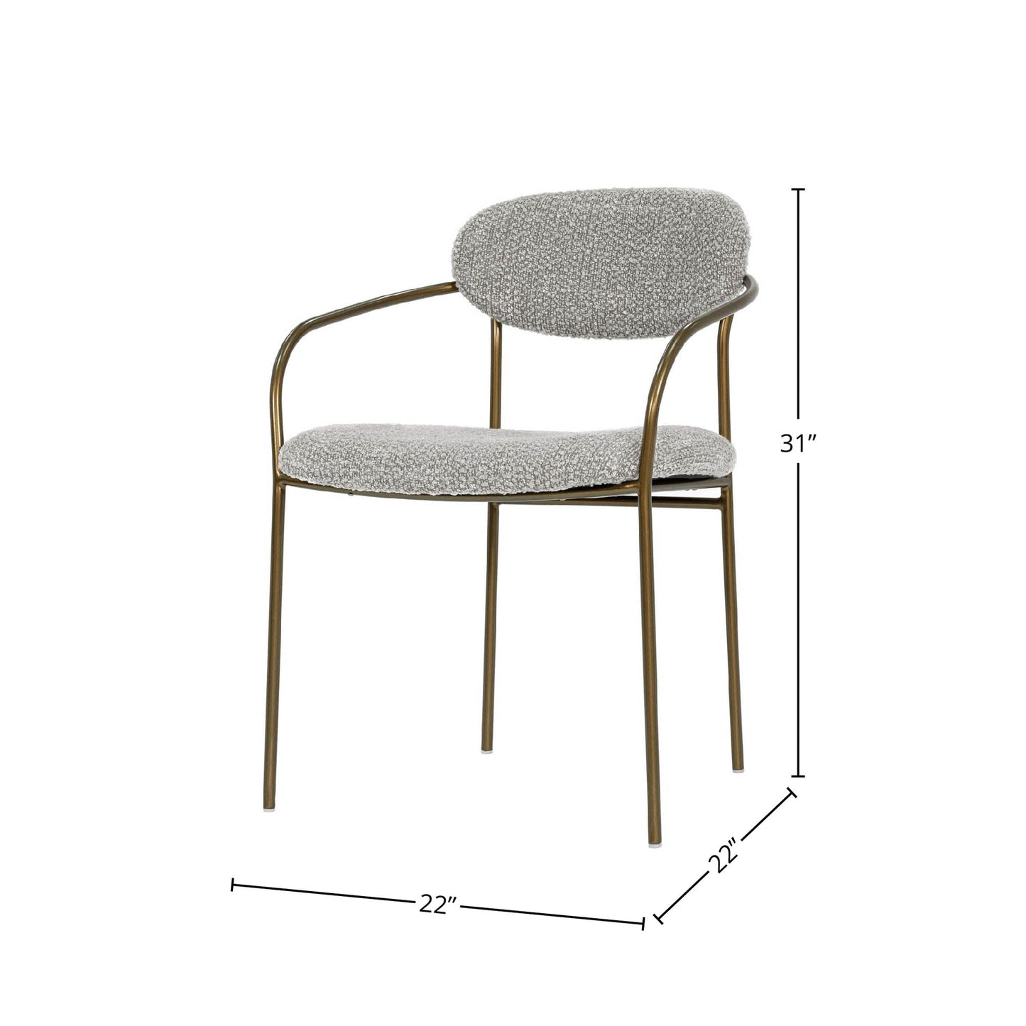 LH Home Oasis Grey Fabric Dining Arm Chair (Set of 2)