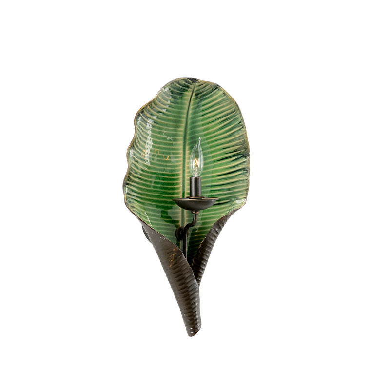 Palm Leaf Design Green Wall Sconce
