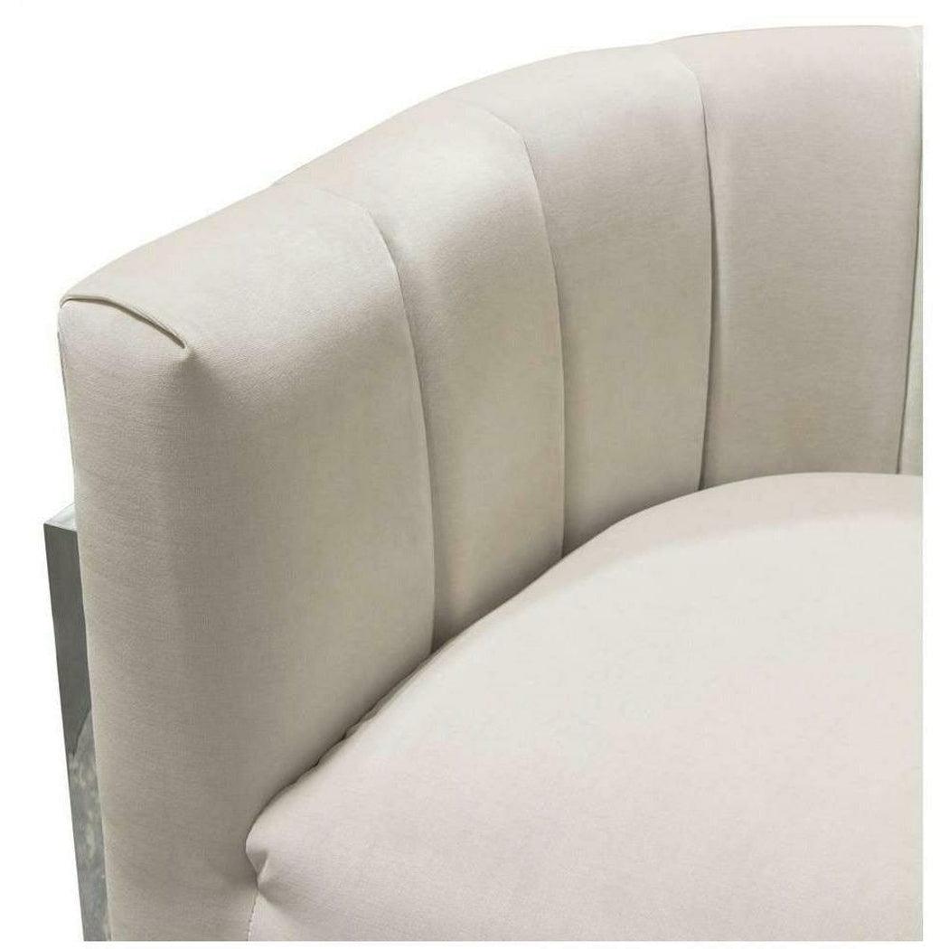 Pandora Cream Velvet Bucket Chair Silver Stainless Steel Frame Club Chairs Sideboards and Things By Diamond Sofa