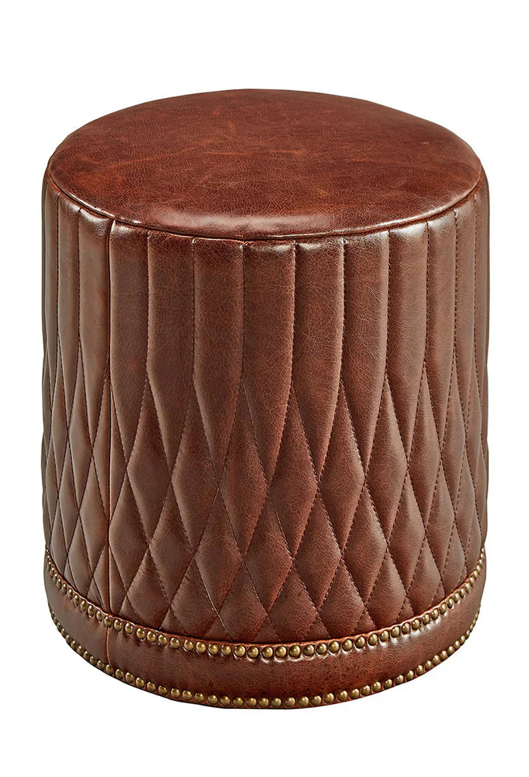 Paris Flea Leather Ottoman