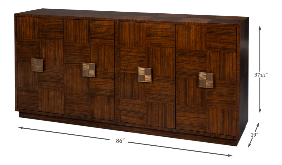 Sarreid Parquet Four Doors Wood Sideboard