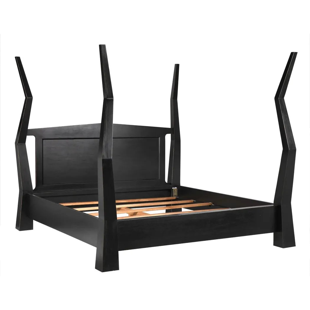 Noir Patras Black Wooden Bed Frame