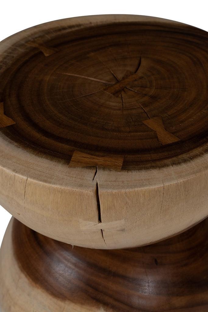 Urbia Pensri Natural Solid Chamcha Wooden Side Table