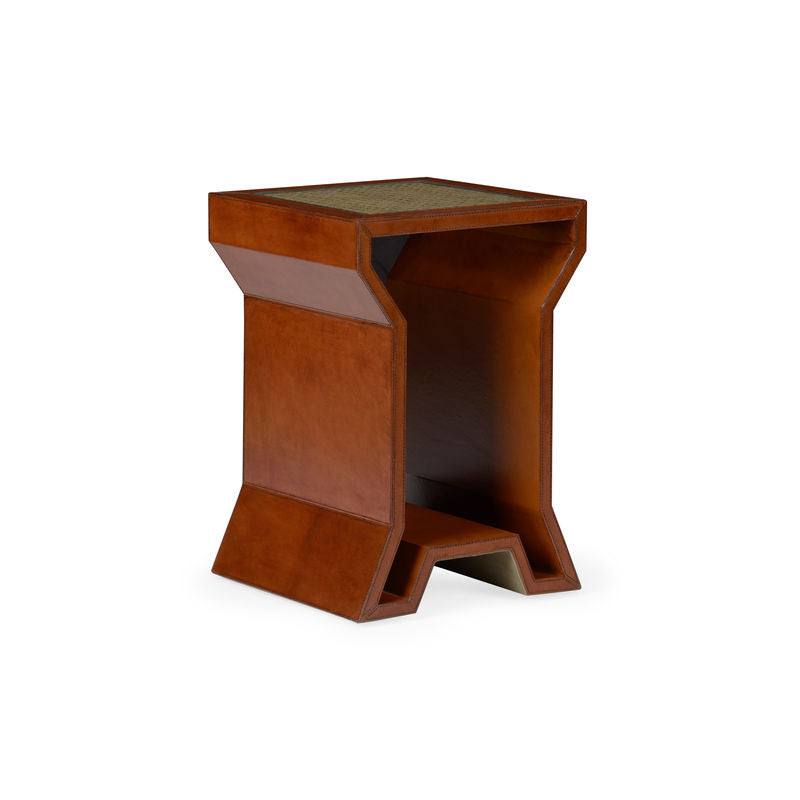 Phenomenal Designed Leather Side Table-Side Tables-Chelsea House-LOOMLAN