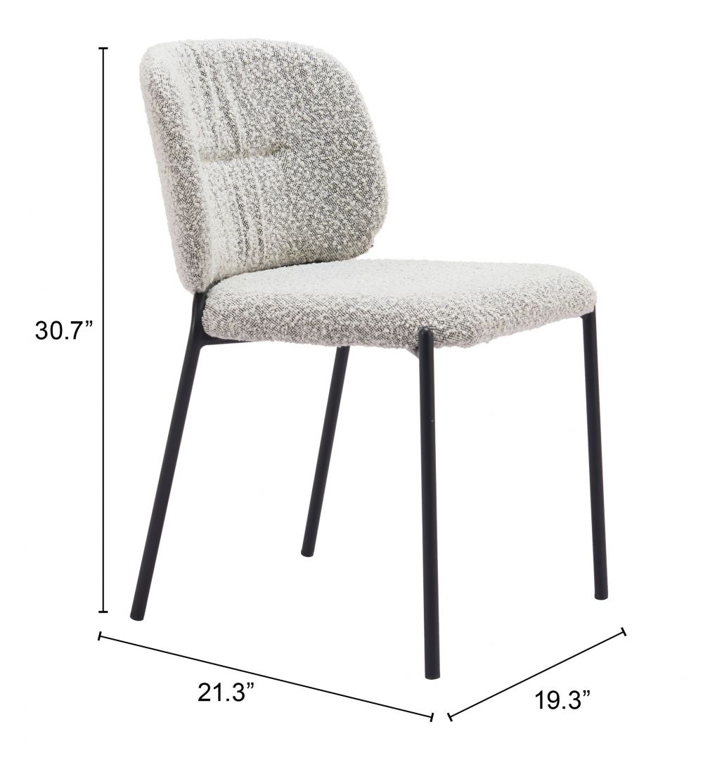 Zuo Modern Plat Grey Textured Fabric Dining Chair 2PC