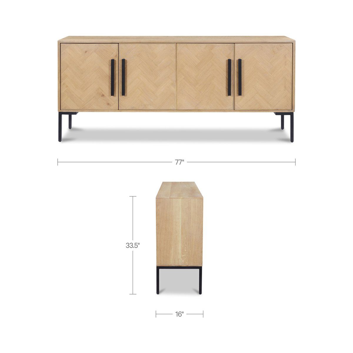 Fishbone Reclaimed Wood Four Doors Sideboard