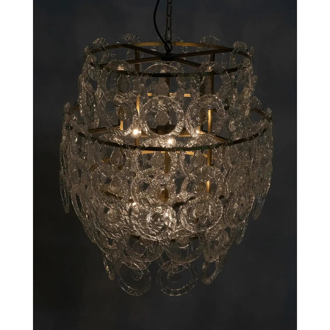 Quebec Metal & Glass Chandelier With Brass
