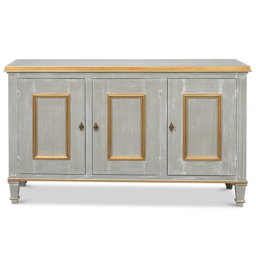 Sarreid Louis XVI Three Doors Wood Sideboard