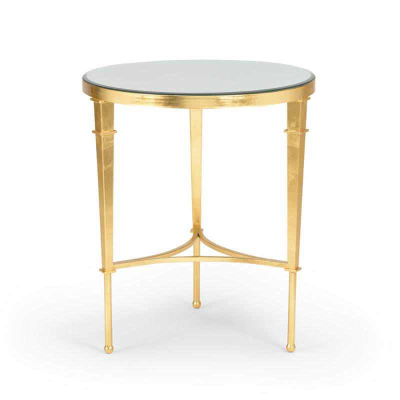 Chelsea House Regent Mirrored Glass Top Round Side Table
