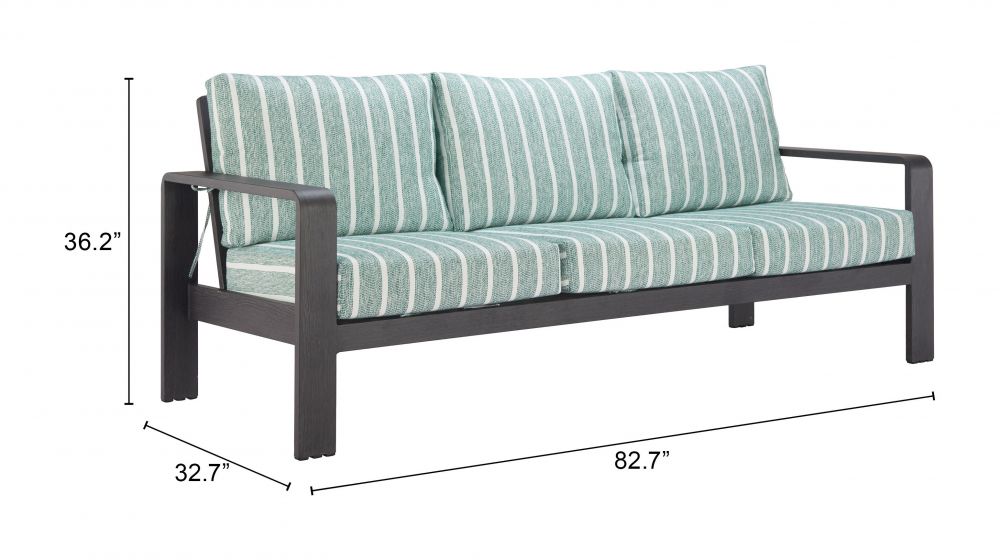 Zuo Modern Rolig Green Olefin Fabric Outdoor Sofa