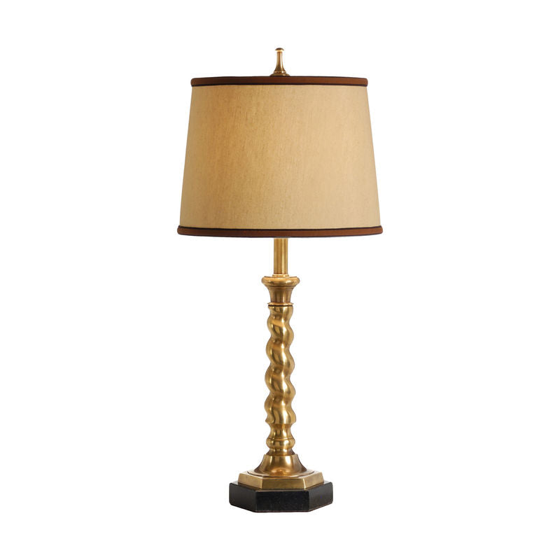 Rope Twist Candlestick Marble Mounted Table Lamp-Table Lamps-Wildwood-LOOMLAN