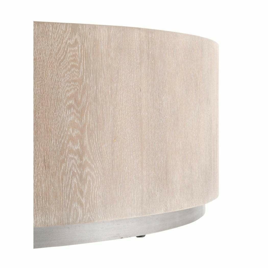 Roto Large Round Side Table Natural Oak and Silver Side Tables Sideboards and Things By Essentials For Living