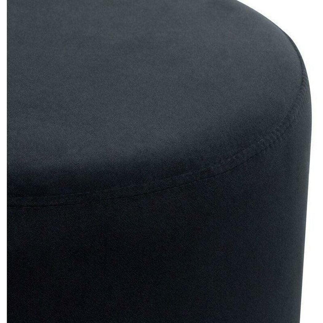 Round Accent Ottoman Black Velvet Gold Metal Band Accent Ottomans Sideboards and Things By Diamond Sofa