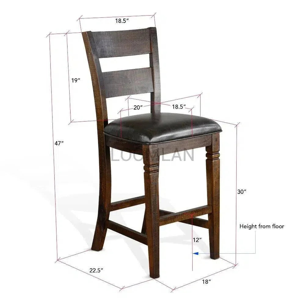 Sunny D Rustic Ladder Back Barstool Leather Seat Set Of 2