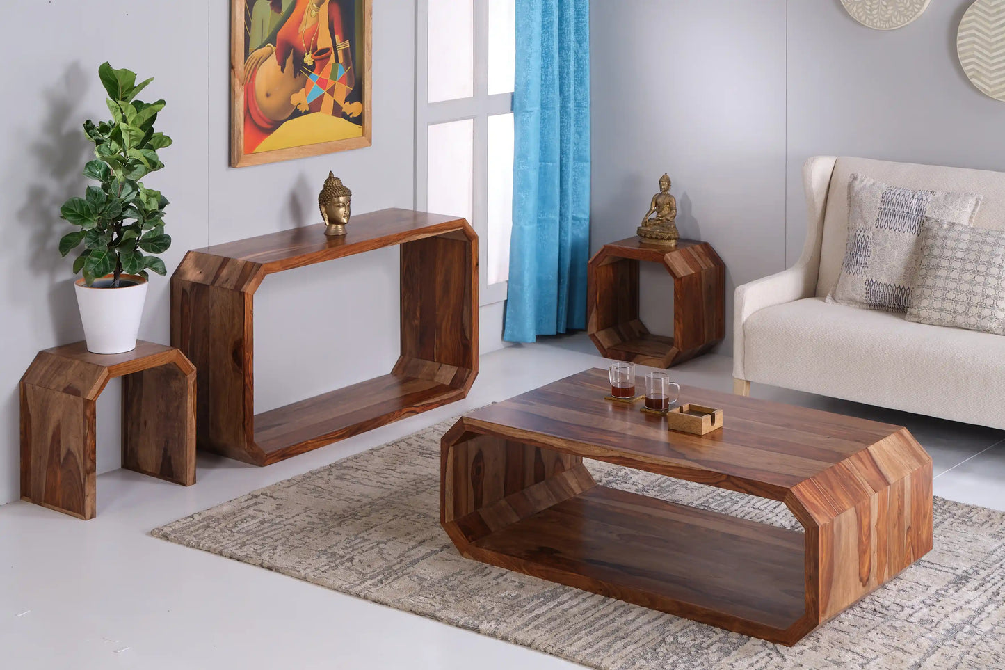 LOOMLAN Doxon Natural Wooden Square Side Table