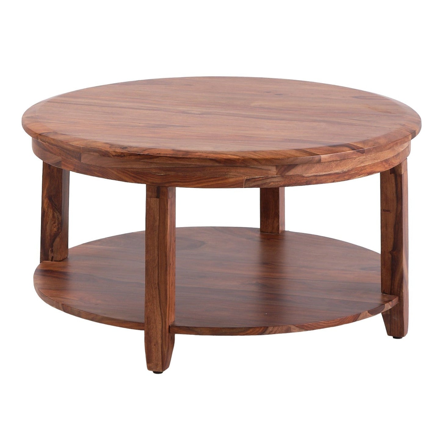 LOOMLAN Geri Reddish Brown Wood Round Coffee Table