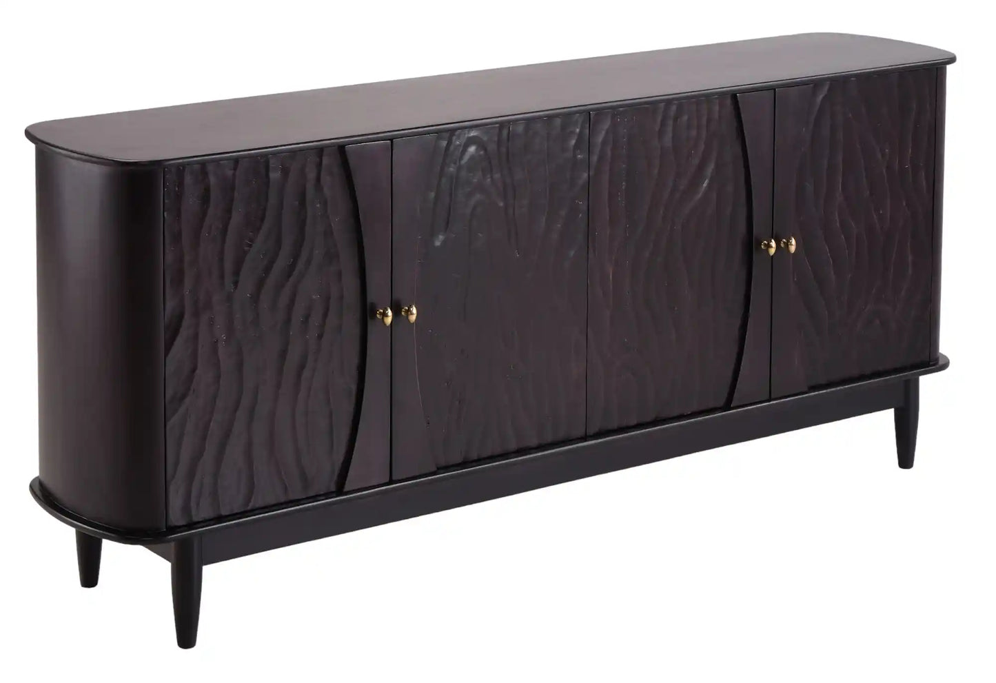 Ravina Sleek Black Wood 4 Door Sideboard