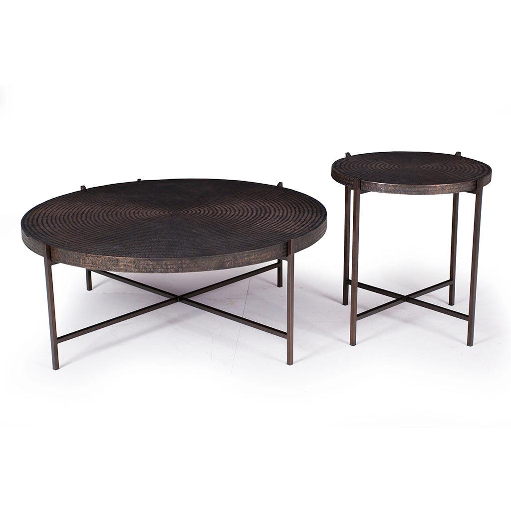 Sanskrit Bronze Plated Steel Round Coffee Table
