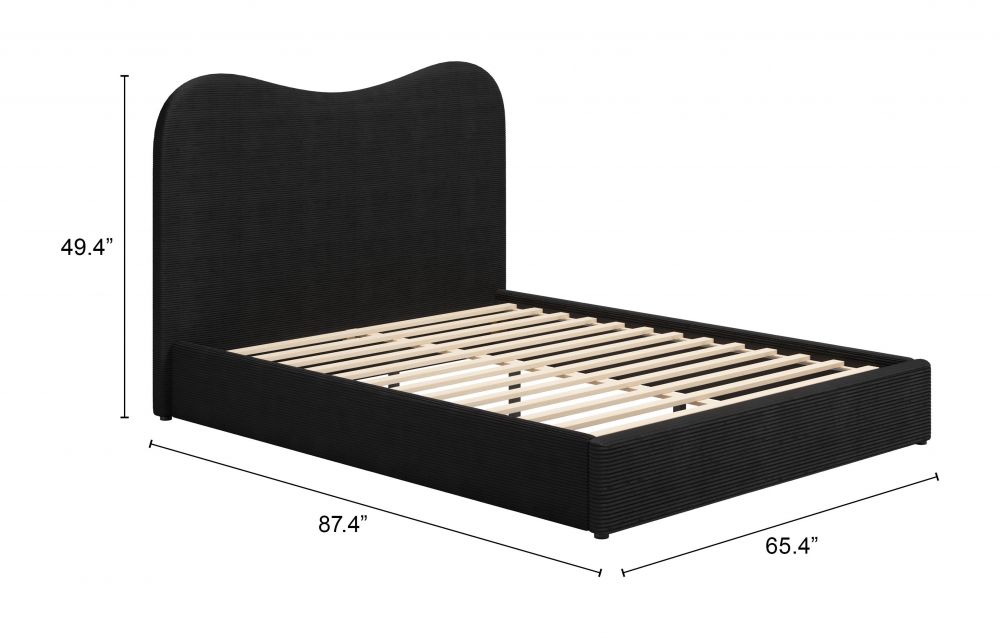 Zuo Modern Sele Black Velvet Modern Bed