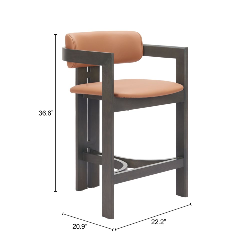 Zuo Modern Shaili Brown Faux Leather Counter Stool