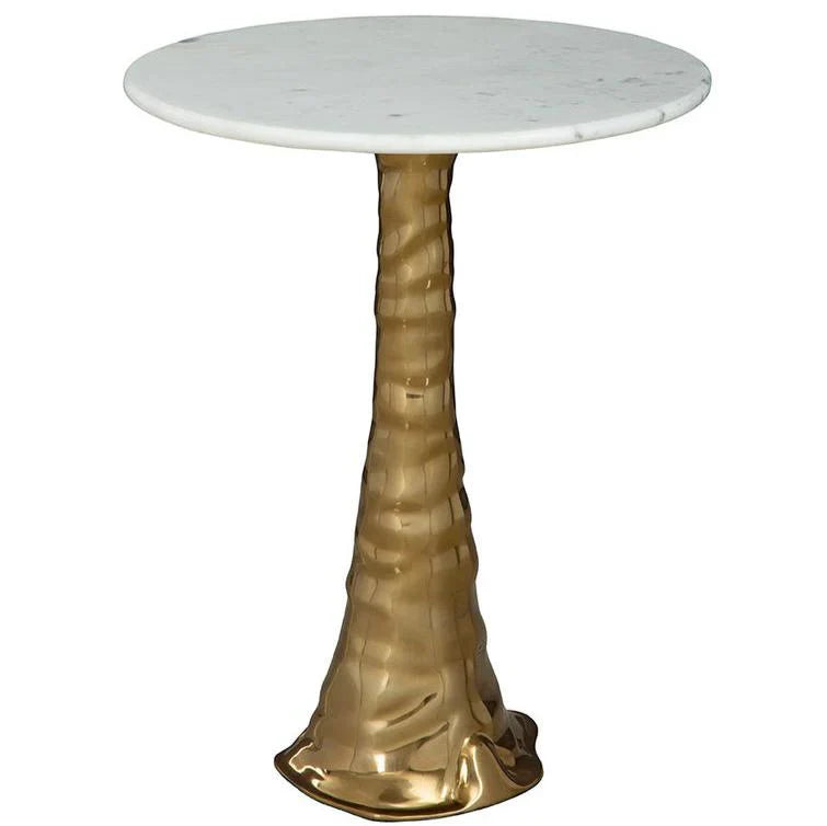 Furniture Classics Shelton White Marble Topped Round Side Table