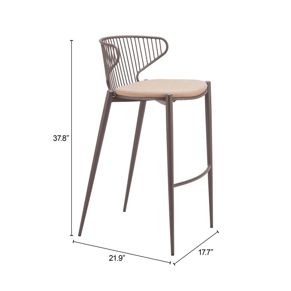 Zuo Modern Silues Faux Leather Barstool 2PC