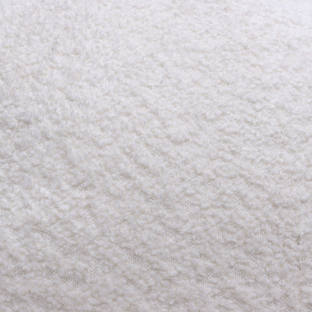Single 14" Round Accent Pillow Ball in White Faux Shearling-Throw Pillows-Diamond Sofa-Sideboards and Things