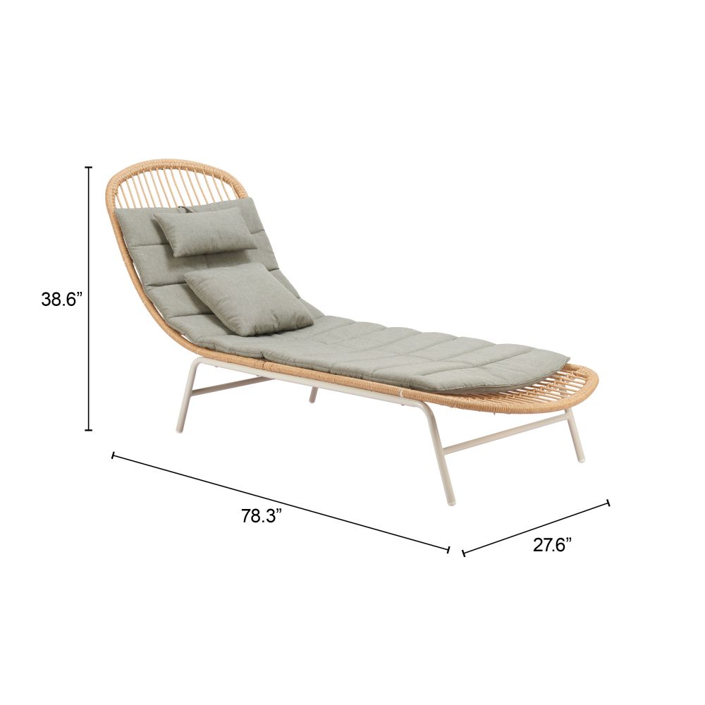 Zuo Modern Skim Olefin Fabric Outdoor Chaise Lounge