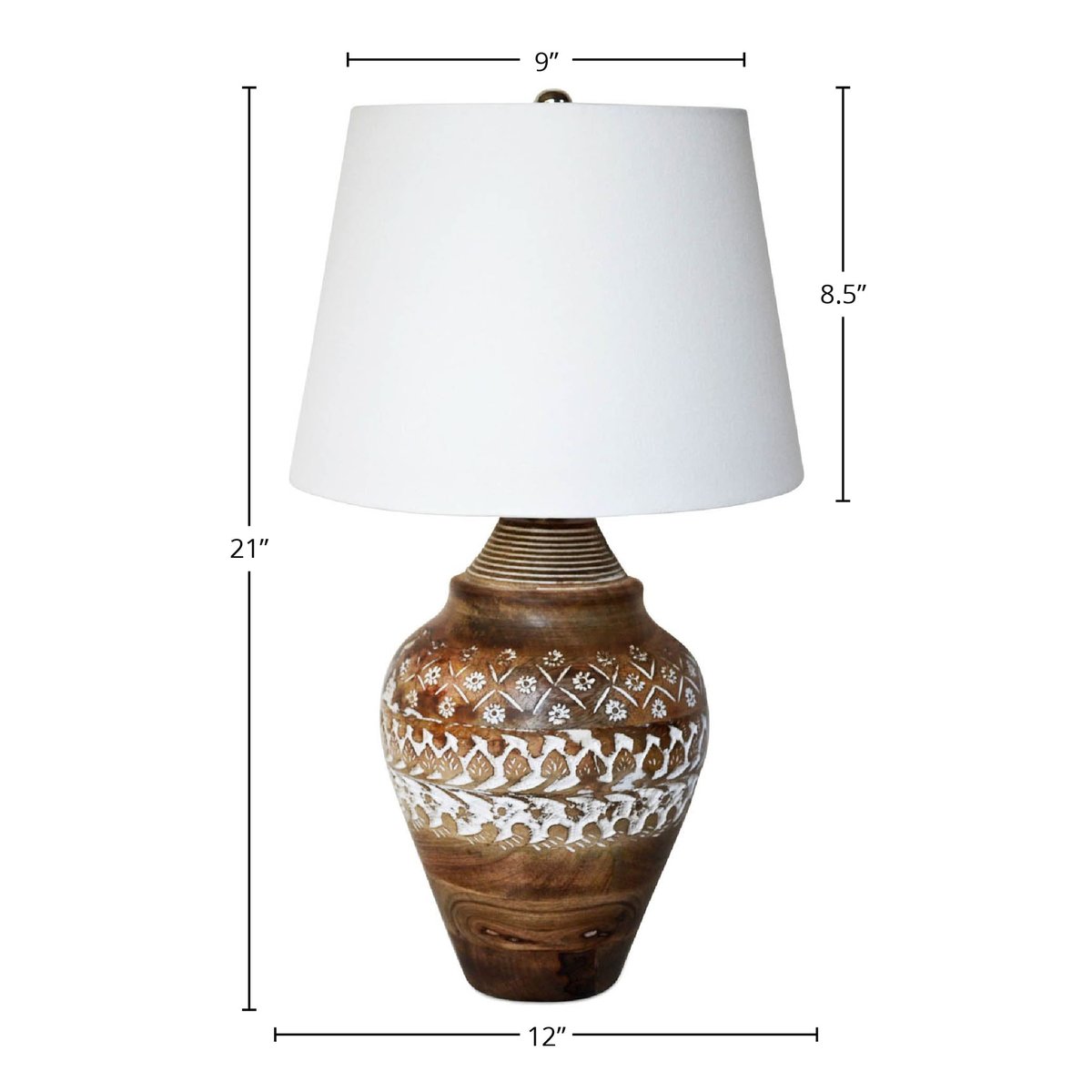 LH Home Skye Antique Wooden Table Lamp