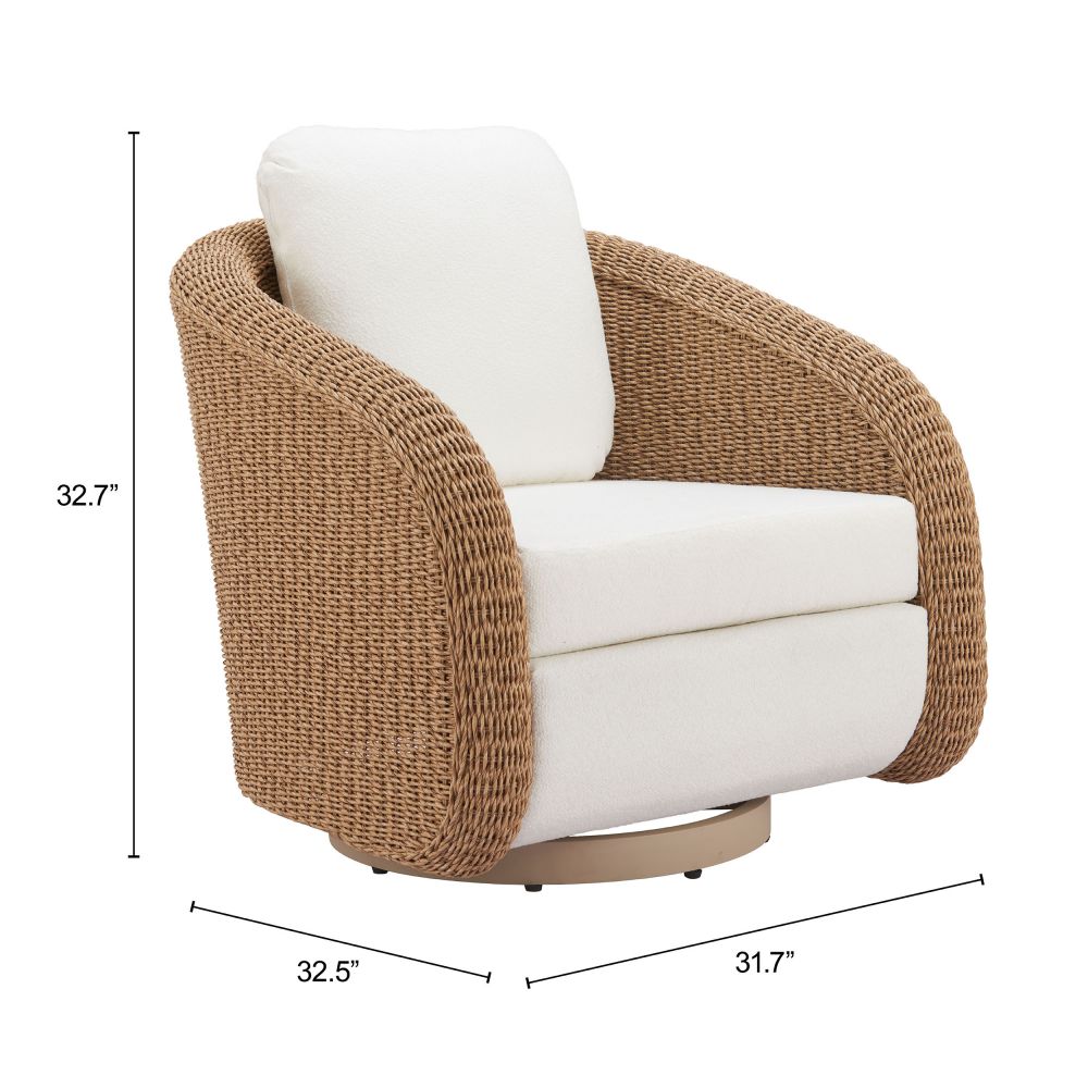 Zuo Modern Solara Olefin Fabric Swivel Outdoor Accent Chair