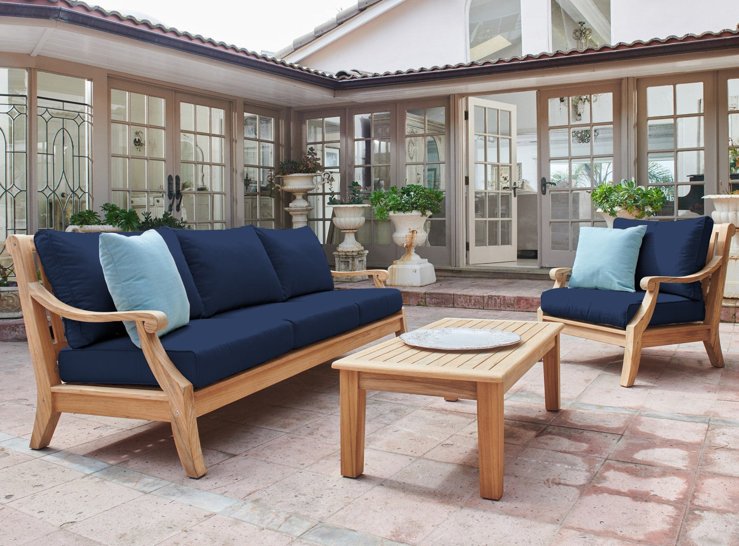 Sonoma Teak Deep Seating Outdoor Club Chair with Sunbrella Cushion-Outdoor Lounge Chairs-HiTeak-Sideboards and Things