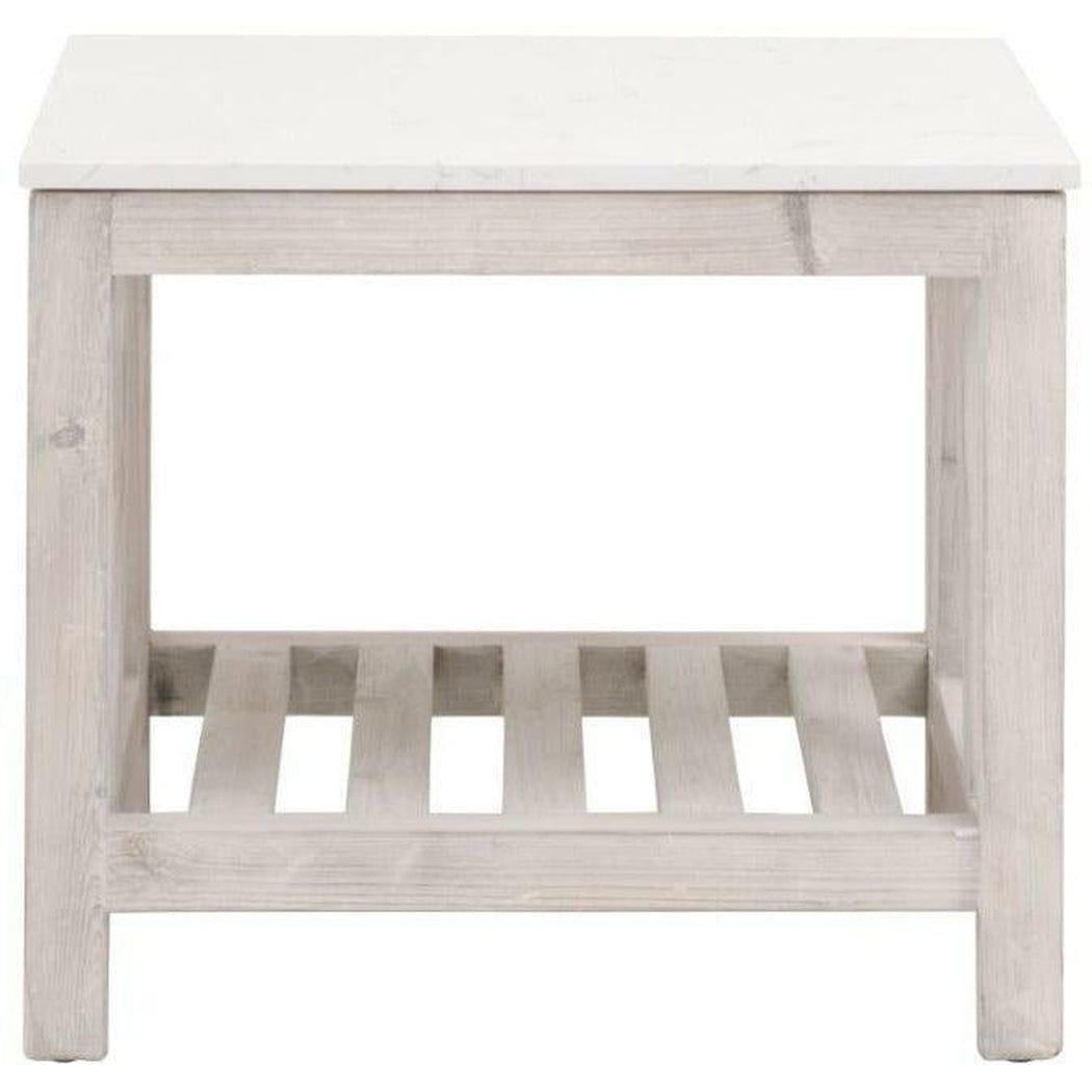 Essentials For Living Spruce End Table Reclaimed Pine White Quartz
