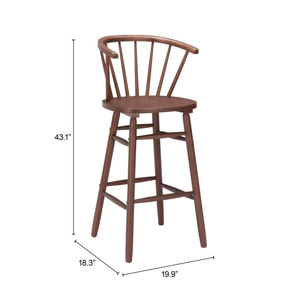 Zuo Modern Stenger Painted Wooden Barstool 2PC
