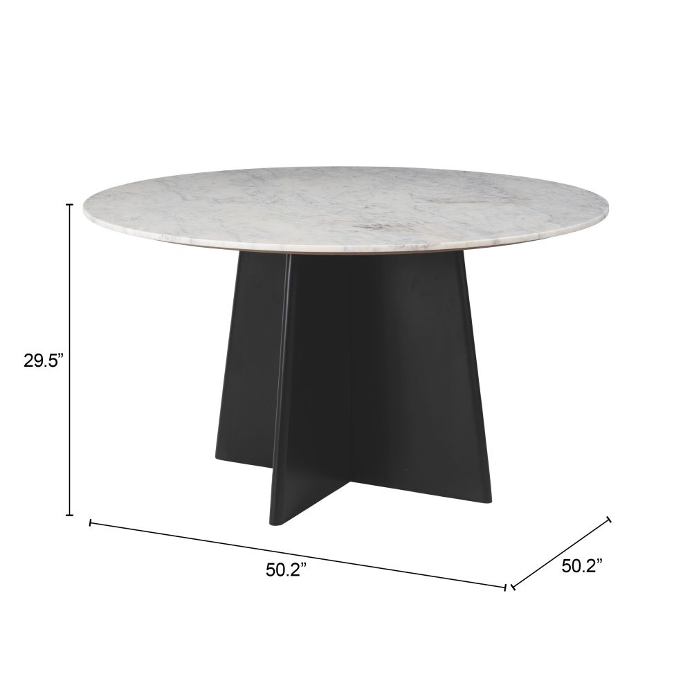 Zuo Modern Strela White Marble Top Round Dining Table
