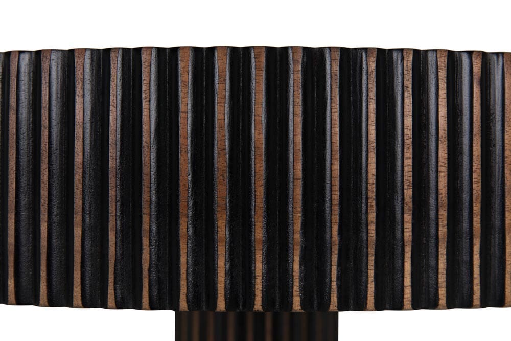 Noir Stringata Wooden Round Side Table