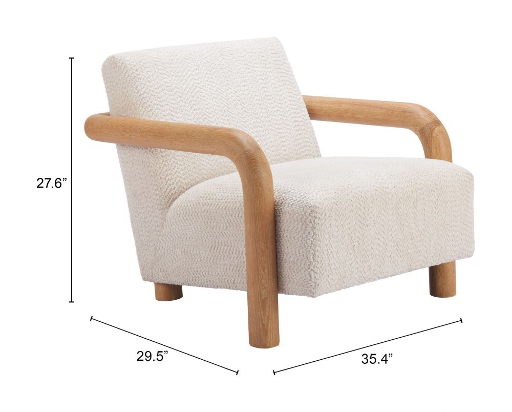 Zuo Modern Subliem White Textured Fabric Accent Chair