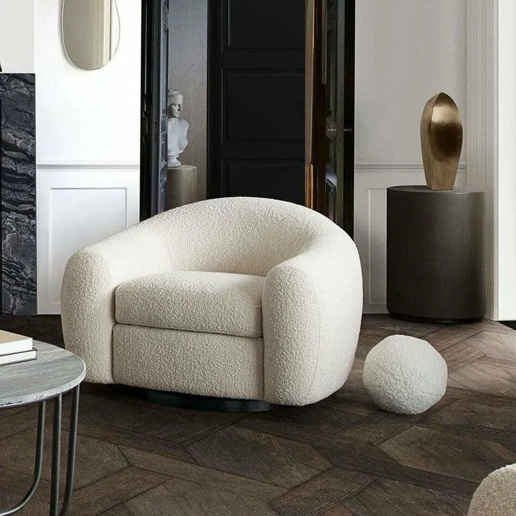 Swivel Chair in Charcoal Boucle Fabric Contoured Arms & Back Club Chairs Sideboards and Things By Diamond Sofa