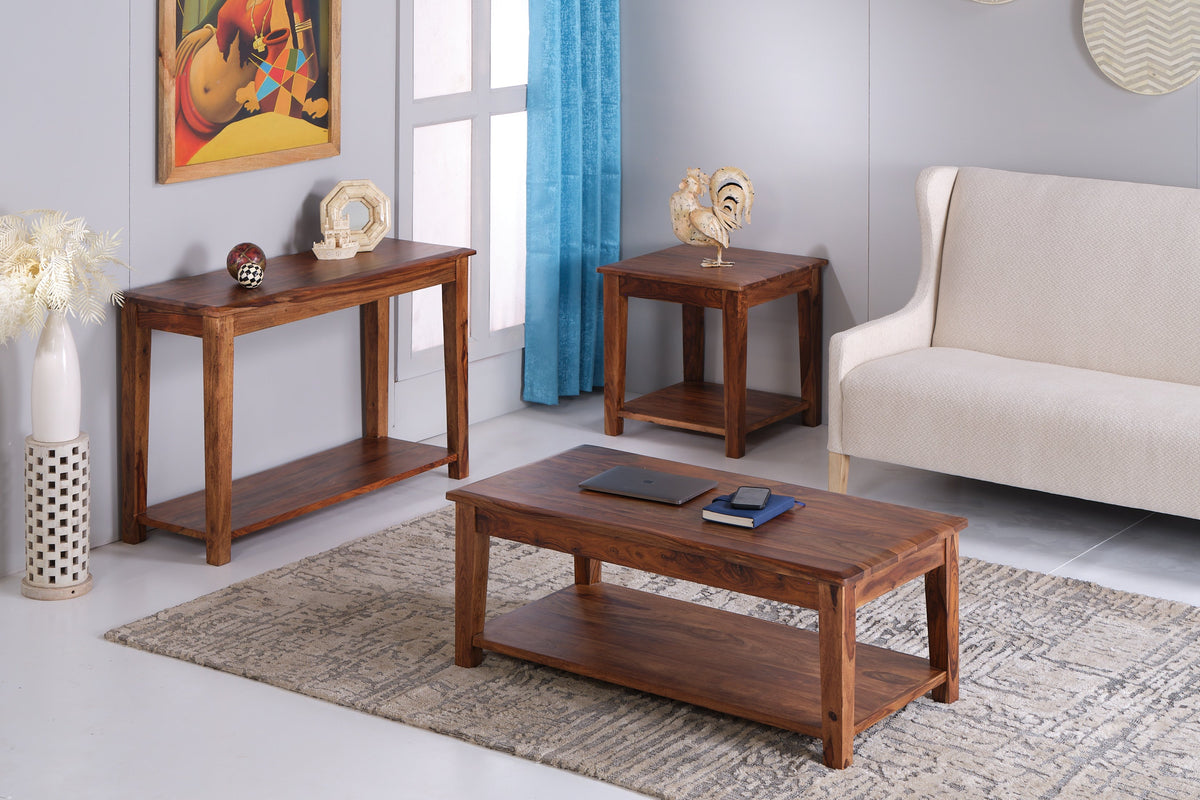LOOMLAN Terrill Reddish Brown Wood Square Side Table