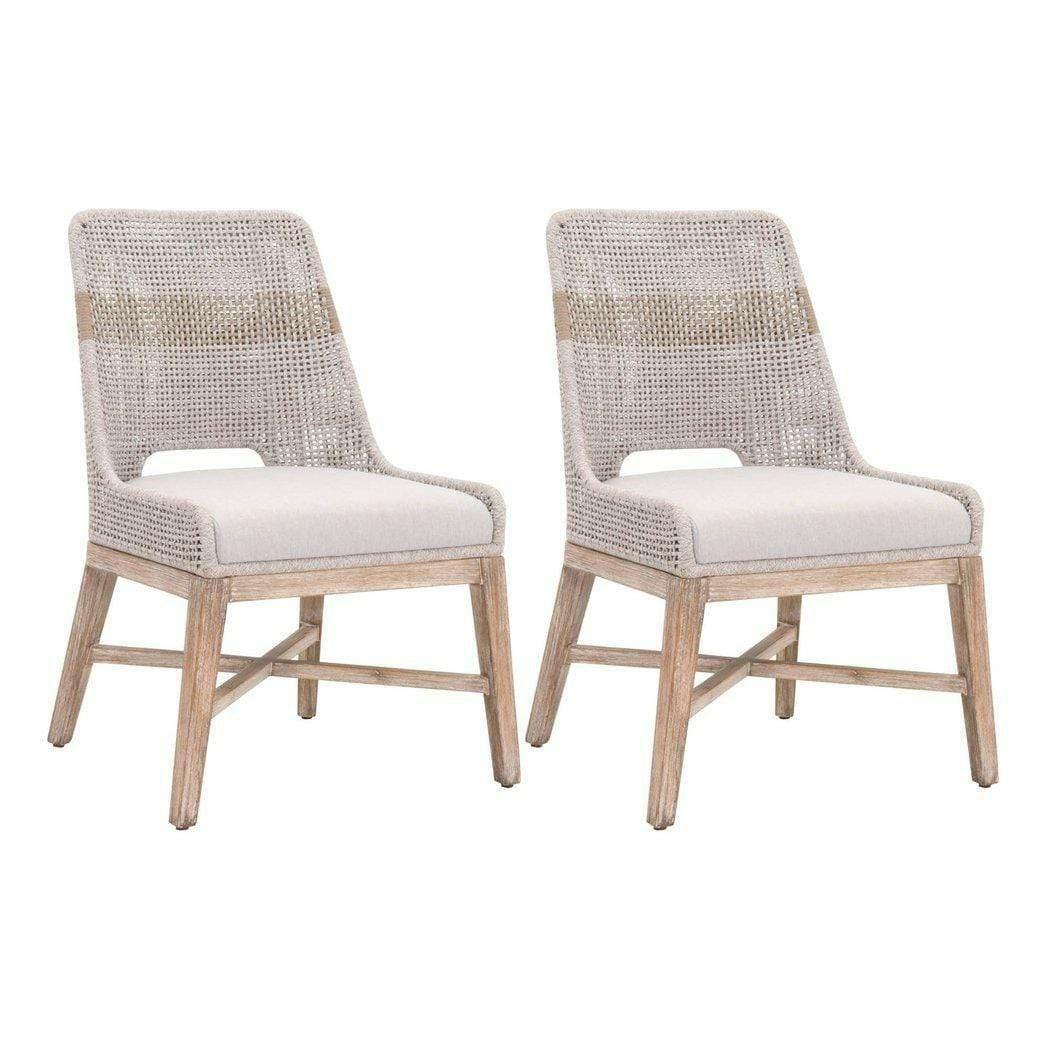 Essentials For Living Woven Tapestry, Taupe & White Flat Rope Upholstered Dining Chair - Set of 2