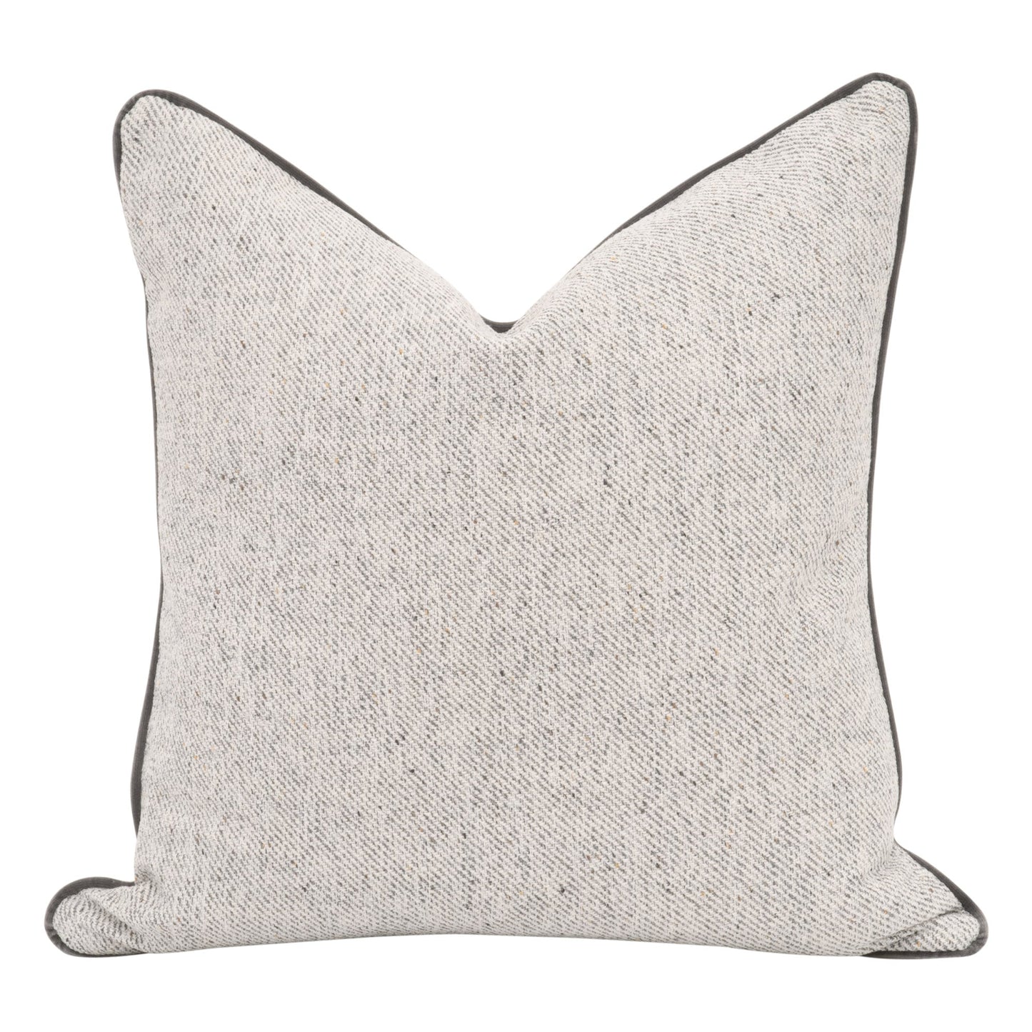 Grey Throw Pillow Leather Piping (Set of 2)