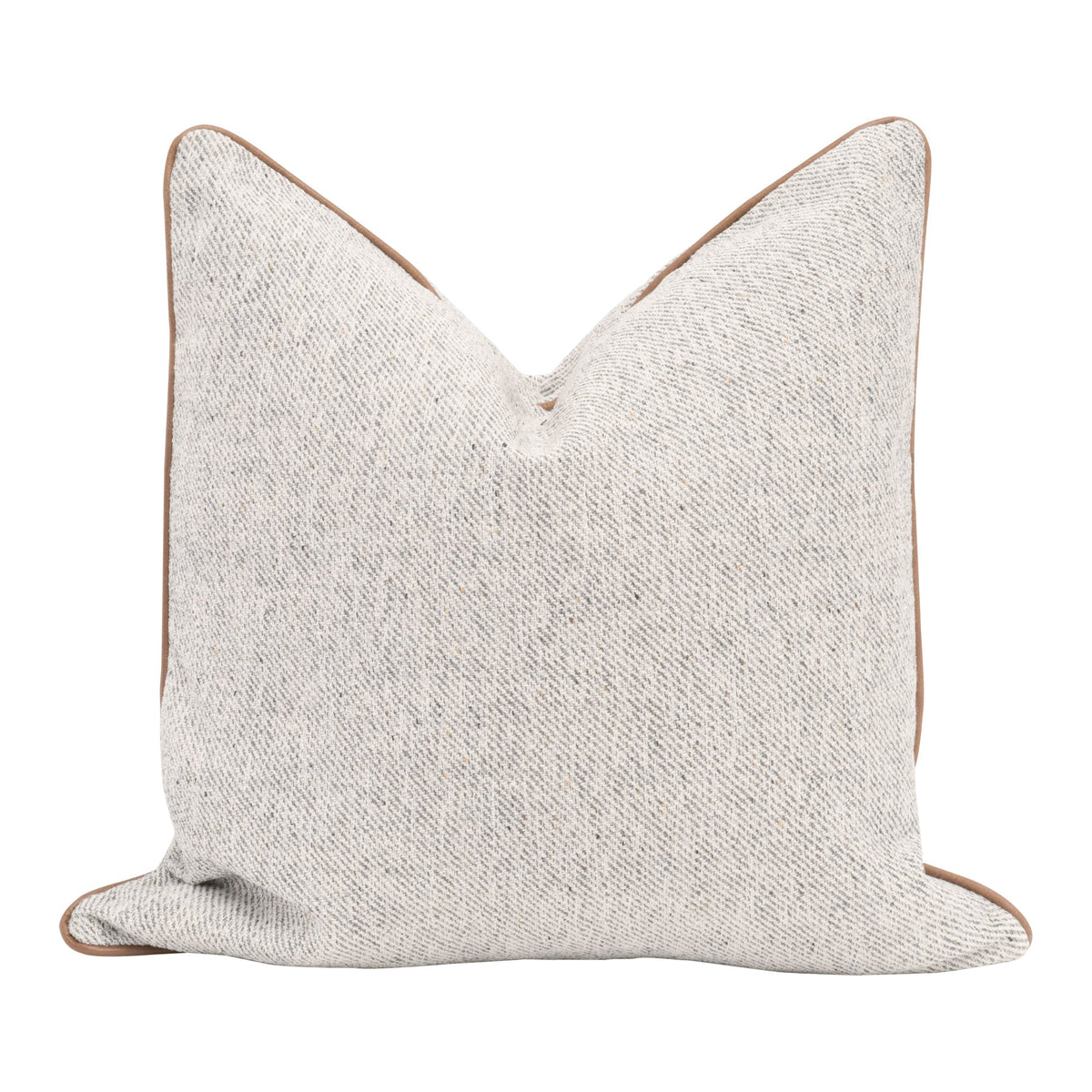 Essentials For Living Grey Throw Pillow Leather Piping (Set of 2)